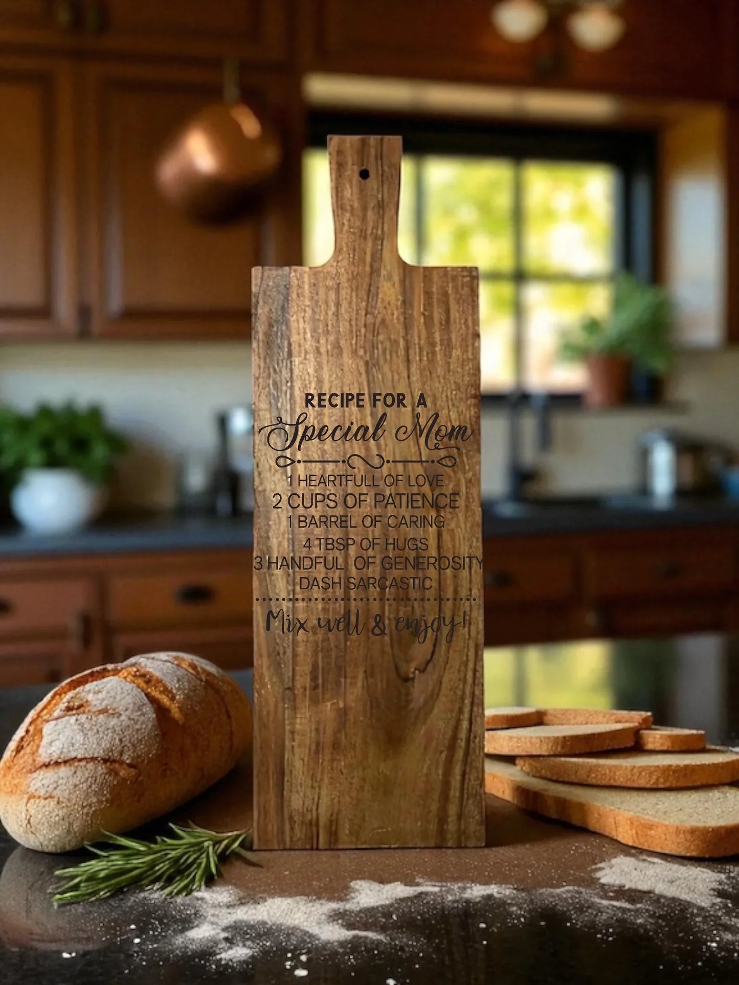 Personalized "Recipe" Engraved Wooden Serving Board | Heartfelt Gift for Mom, Sister, Love & Friendship