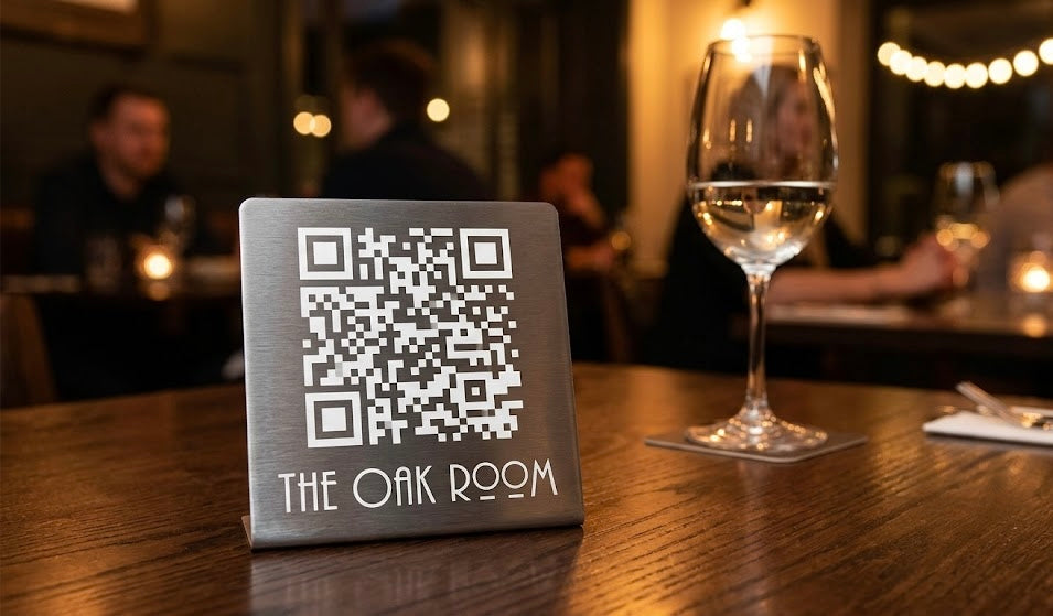 Laser Engraved QR Code Sign | Restaurant Menu, WiFi & Business Signs | Made in Luxembourg