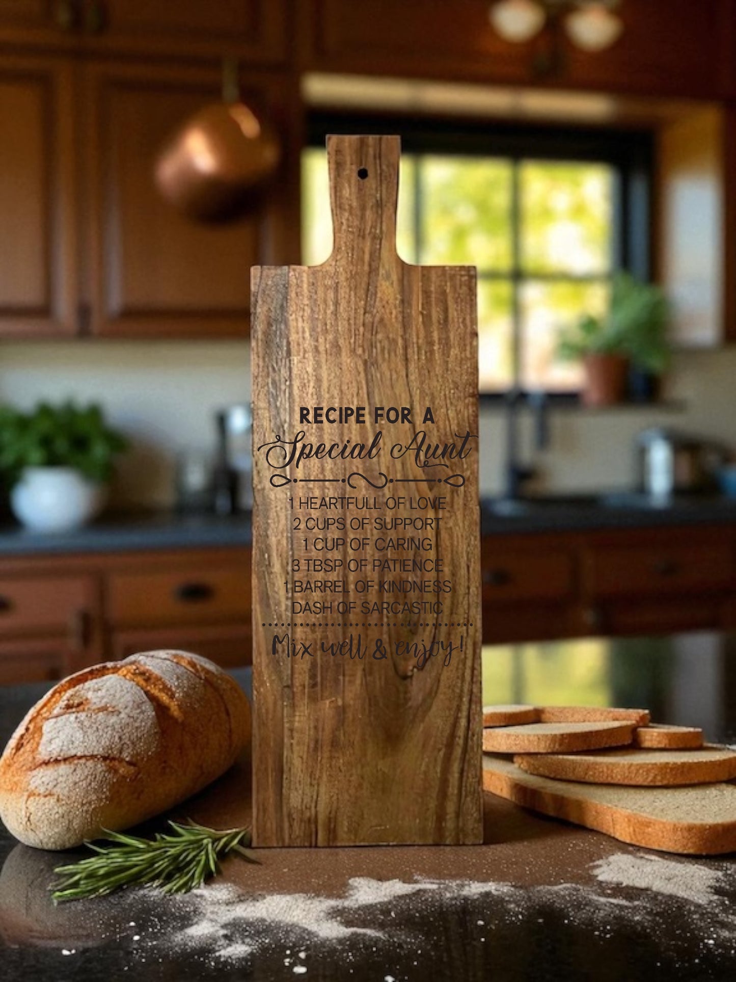 Personalized "Recipe" Engraved Wooden Serving Board | Heartfelt Gift for Mom, Sister, Love & Friendship