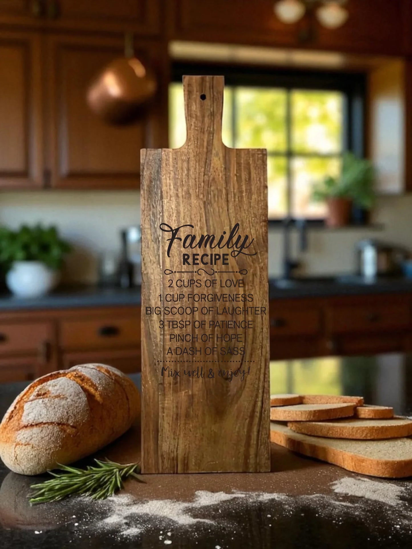 Personalized "Recipe" Engraved Wooden Serving Board | Heartfelt Gift for Mom, Sister, Love & Friendship