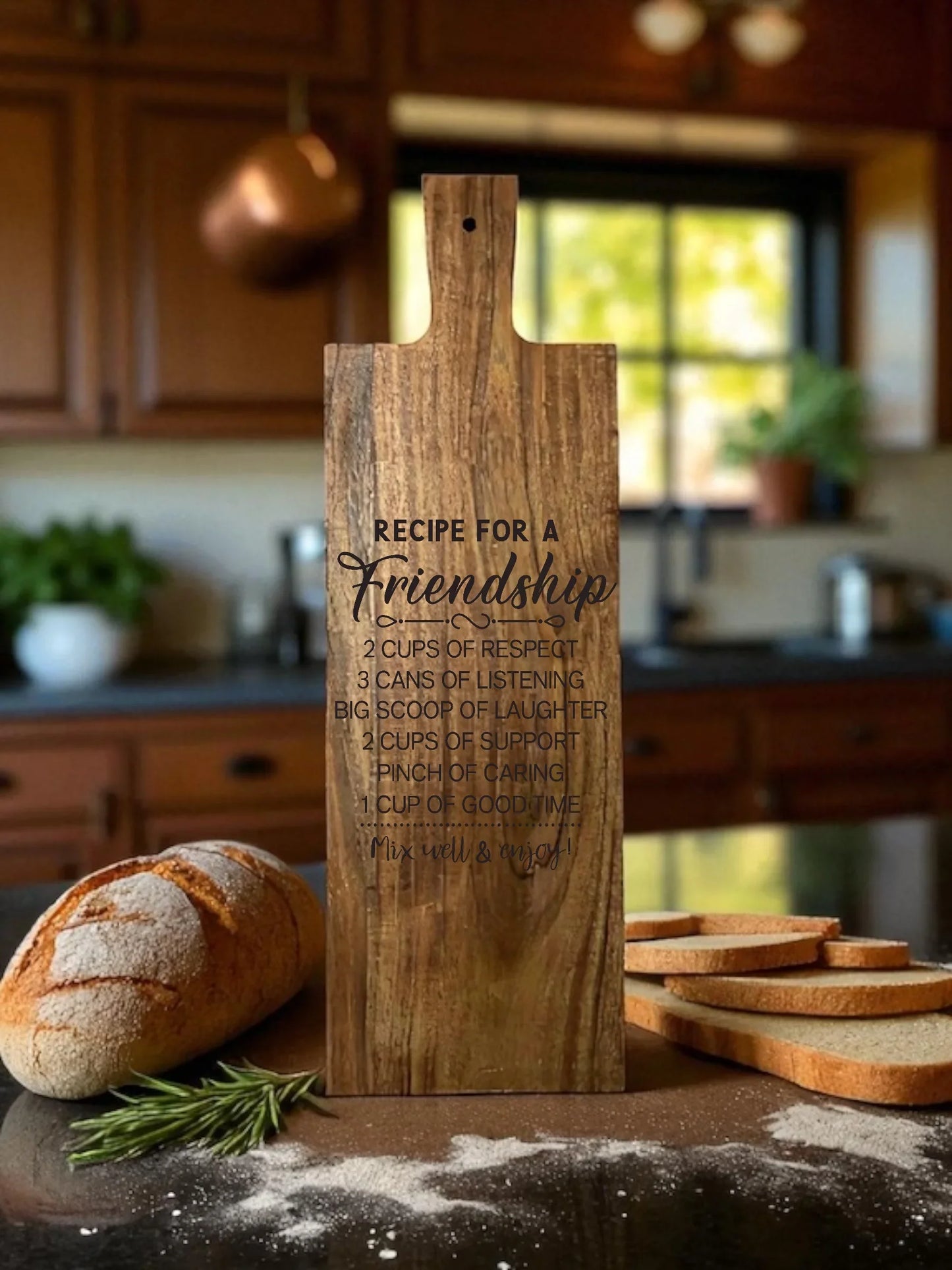 Personalized "Recipe" Engraved Wooden Serving Board | Heartfelt Gift for Mom, Sister, Love & Friendship
