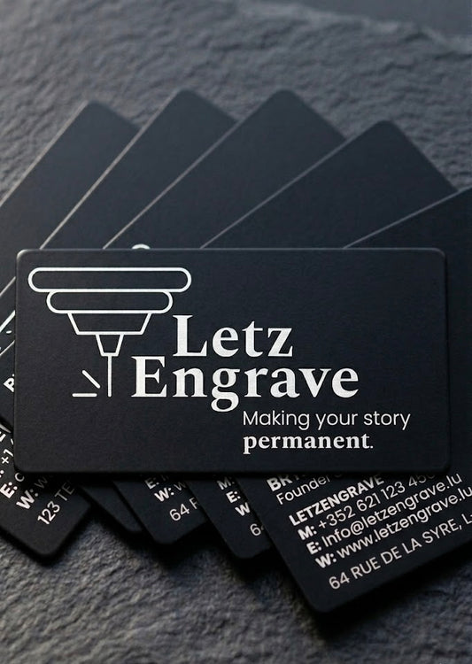 Laser Engraved Metal Business Cards | Stainless Steel & Aluminium | Made in Luxembourg