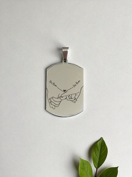 Personalized Couple's Promise Necklace | Custom Engraved Stainless Steel Pendant | Made in Luxembourg