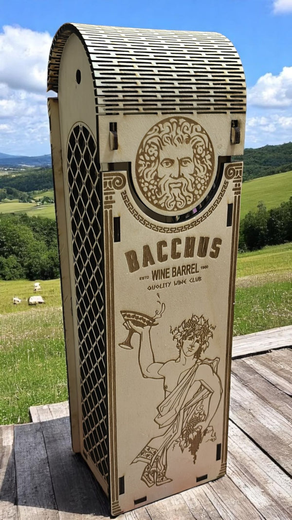 Engraved Bacchus Wine Bottle Box