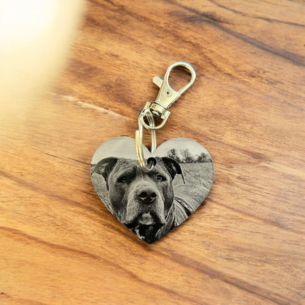 Pet Portrait Heart Keychain