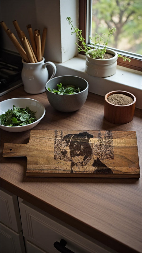 Acacia Cutting Board with Pet Engraving